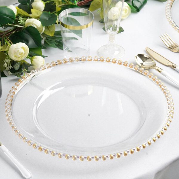 Gold-beaded Clear Charger Plate
